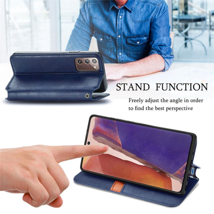 For Samsung Galaxy Note 20 Cubic Grid Pressed Horizontal Flip Magnetic PU Leather Case with Holder & Card Slots & Wallet(Blue)-garmade.com