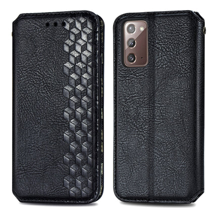 For Samsung Galaxy Note 20 Cubic Grid Pressed Horizontal Flip Magnetic PU Leather Case with Holder & Card Slots & Wallet(Black)-garmade.com