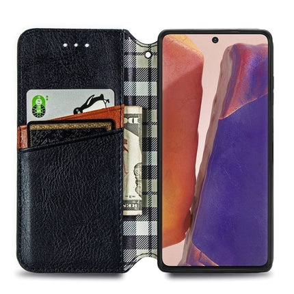 For Samsung Galaxy Note 20 Cubic Grid Pressed Horizontal Flip Magnetic PU Leather Case with Holder & Card Slots & Wallet(Black)-garmade.com