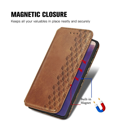 For Samsung Galaxy Note 20 Cubic Grid Pressed Horizontal Flip Magnetic PU Leather Case with Holder & Card Slots & Wallet(Brown)-garmade.com