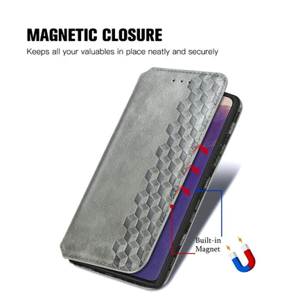 For Samsung Galaxy Note20 Ultra Cubic Grid Pressed Horizontal Flip Magnetic PU Leather Case with Holder & Card Slots & Wallet(Grey)-garmade.com