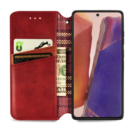 For Samsung Galaxy Note20 Ultra Cubic Grid Pressed Horizontal Flip Magnetic PU Leather Case with Holder & Card Slots & Wallet(Red)-garmade.com