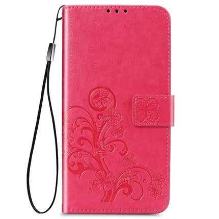 For Samsung Galaxy Note20 Four-leaf Clasp Embossed Buckle Mobile Phone Protection Leather Case with Lanyard & Card Slot & Wallet & Bracket Function(Magenta)-garmade.com