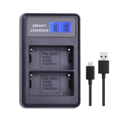 Lntelligent LCD Display USB Dual-charge Charger for For Sony NP-FM500H / NP-FM50 / NP-F550-garmade.com