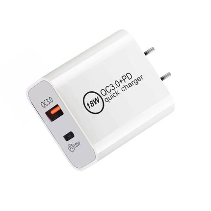SDC-18W 18W PD + QC 3.0 USB Dual Fast Charging Universal Travel Charger, US Plug-garmade.com