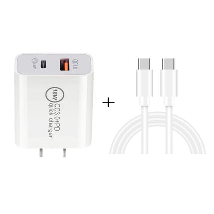 SDC-18W 18W PD 3.0 Type-C / USB-C + QC 3.0 USB Dual Fast Charging Universal Travel Charger with Type-C / USB-C to Type-C / USB-C Fast Charging Data Cable, US Plug-garmade.com