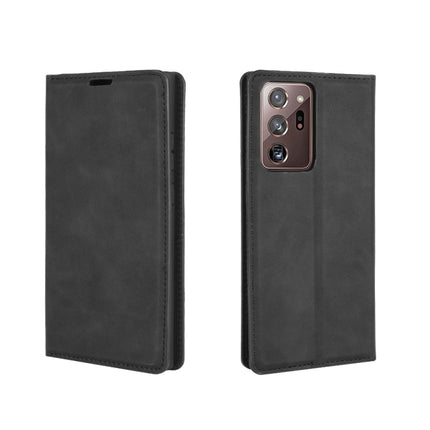 For Samsung Galaxy Note20 Ultra Retro-skin Business Magnetic Suction Leather Case with Holder & Card Slots & Wallet(Black)-garmade.com