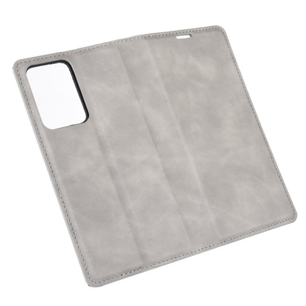 For Samsung Galaxy Note20 Ultra Retro-skin Business Magnetic Suction Leather Case with Holder & Card Slots & Wallet(Grey)-garmade.com