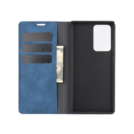 For Samsung Galaxy Note20 Ultra Retro-skin Business Magnetic Suction Leather Case with Holder & Card Slots & Wallet(Dark Blue)-garmade.com