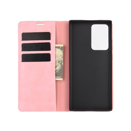 For Samsung Galaxy Note20 Ultra Retro-skin Business Magnetic Suction Leather Case with Holder & Card Slots & Wallet(Pink)-garmade.com