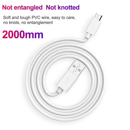 2.4A USB Male to Micro USB Male Interface Charge Cable, Length: 2m (White)-garmade.com