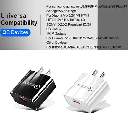 Mini QC3.0 USB 18W Mobile Phone Tablet Universal Fast Charger, US Plug(Black)-garmade.com