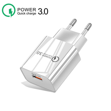 Mini QC3.0 USB 18W Mobile Phone Tablet Universal Fast Charger, EU Plug(White)-garmade.com