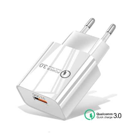 Mini QC3.0 USB 18W Mobile Phone Tablet Universal Fast Charger, EU Plug(White)-garmade.com