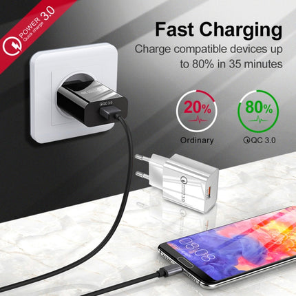 Mini QC3.0 USB 18W Mobile Phone Tablet Universal Fast Charger, EU Plug(White)-garmade.com