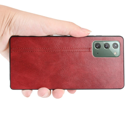 For Samsung Galaxy Note20 Shockproof Sewing Cow Pattern Skin PC + PU + TPU Case(Red)-garmade.com