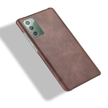 For Samsung Galaxy Note20 Shockproof Litchi Texture PC + PU Case(Brown)-garmade.com