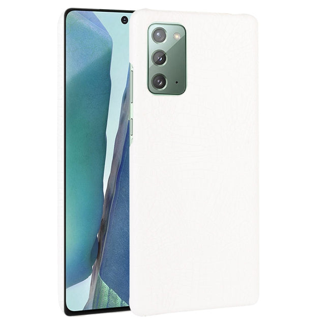 For Samsung Galaxy Note20 Shockproof Crocodile Texture PC + PU Case(White)-garmade.com