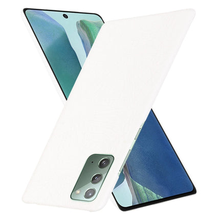 For Samsung Galaxy Note20 Shockproof Crocodile Texture PC + PU Case(White)-garmade.com