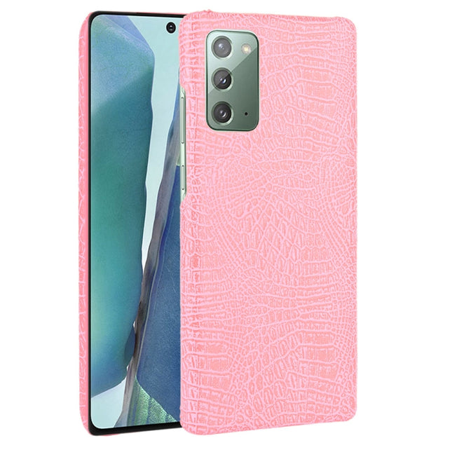 For Samsung Galaxy Note20 Shockproof Crocodile Texture PC + PU Case(Pink)-garmade.com