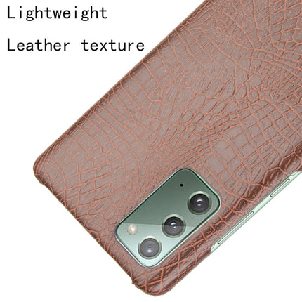 For Samsung Galaxy Note20 Shockproof Crocodile Texture PC + PU Case(Brown)-garmade.com