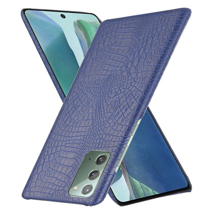 For Samsung Galaxy Note20 Shockproof Crocodile Texture PC + PU Case(Blue)-garmade.com