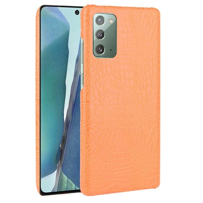 For Samsung Galaxy Note20 Shockproof Crocodile Texture PC + PU Case(Orange)-garmade.com