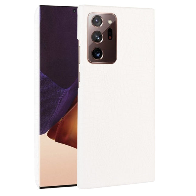 For Samsung Galaxy Note20 Ultra Shockproof Crocodile Texture PC + PU Case(White)-garmade.com