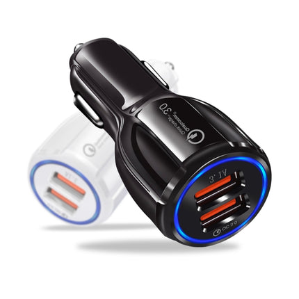 Qc3.0 Dual USB 6A Vehicle Fast Charger / Mobile Phone Tablet Fast Charging(Black)-garmade.com