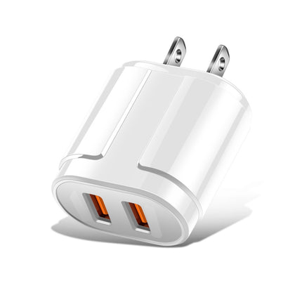 Portable Dual USB Mobile Phone Tablet Universal Charging Head Travel Charger, US Plug(White)-garmade.com
