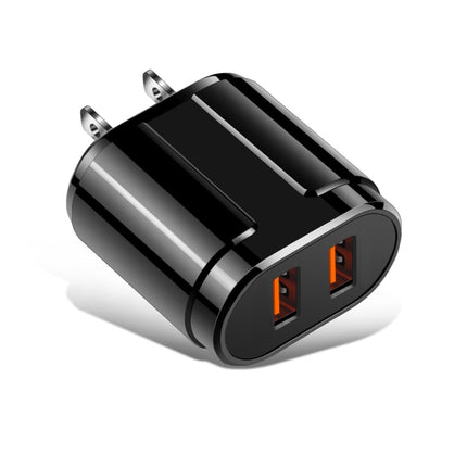Portable Dual USB Mobile Phone Tablet Universal Charging Head Travel Charger, US Plug(Black)-garmade.com