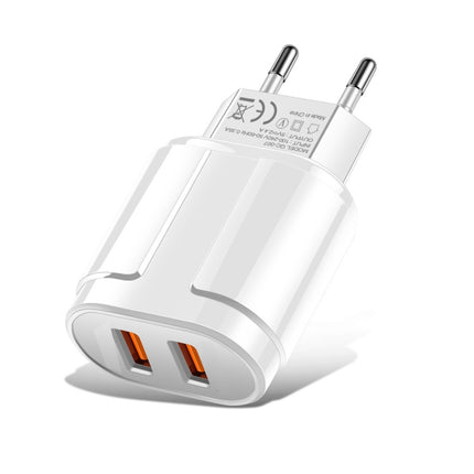 Portable Dual USB Mobile Phone Tablet Universal Charging Head Travel Charger, EU Plug(White)-garmade.com