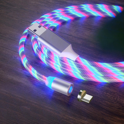 USB to Micro USB Magnetic Suction Colorful Streamer Mobile Phone Charging Cable, Length: 1m(Color Light)-garmade.com