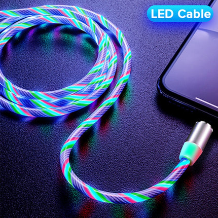 USB to Micro USB Magnetic Suction Colorful Streamer Mobile Phone Charging Cable, Length: 1m(Color Light)-garmade.com