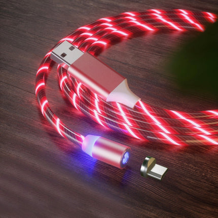 USB to Micro USB Magnetic Suction Colorful Streamer Mobile Phone Charging Cable, Length: 1m(Red Light)-garmade.com
