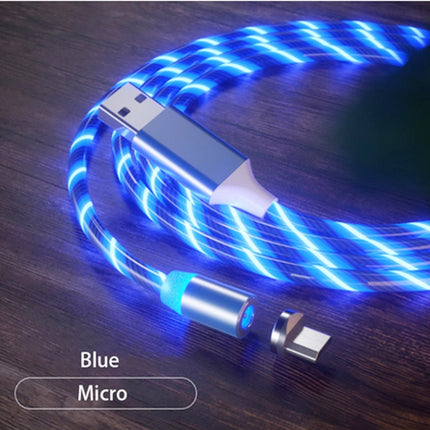 USB to Micro USB Magnetic Suction Colorful Streamer Mobile Phone Charging Cable, Length: 1m(Blue Light)-garmade.com