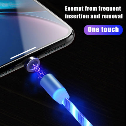 USB to Micro USB Magnetic Suction Colorful Streamer Mobile Phone Charging Cable, Length: 1m(Blue Light)-garmade.com
