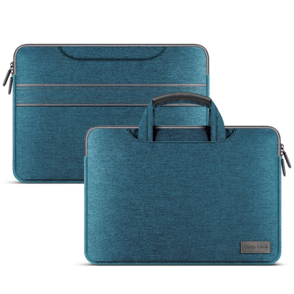 For 13-13.3 inch Oxford Cloth Portable Waterproof Protective Cover Double Zipper Briefcase Laptop Carrying Bag(Lake Blue)-garmade.com
