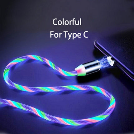 USB to Type-C / USB-C Magnetic Suction Colorful Streamer Mobile Phone Charging Cable, Length: 1m(Color Light)-garmade.com