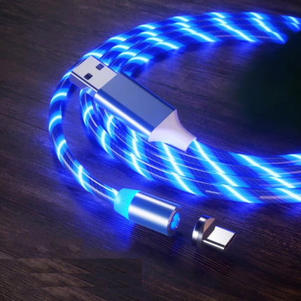 USB to Type-C / USB-C Magnetic Suction Colorful Streamer Mobile Phone Charging Cable, Length: 1m(Blue Light)-garmade.com