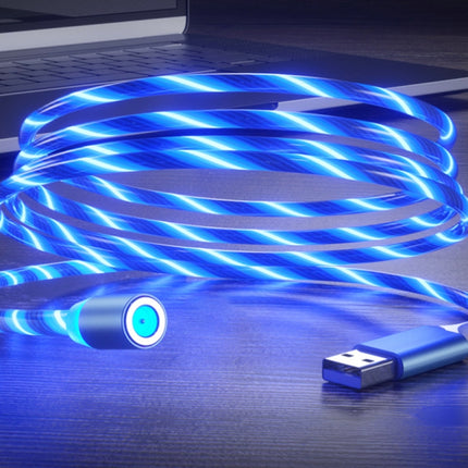 USB to Type-C / USB-C Magnetic Suction Colorful Streamer Mobile Phone Charging Cable, Length: 1m(Blue Light)-garmade.com