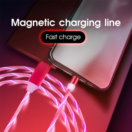 USB to Type-C / USB-C Magnetic Suction Colorful Streamer Mobile Phone Charging Cable, Length: 1m(Red Light)-garmade.com