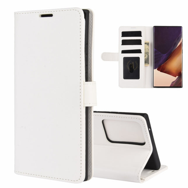 For Samsung Galaxy Note20 Ultra R64 Texture Single Horizontal Flip Protective Case with Holder & Card Slots & Wallet& Photo Frame(White)-garmade.com