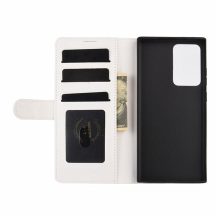 For Samsung Galaxy Note20 Ultra R64 Texture Single Horizontal Flip Protective Case with Holder & Card Slots & Wallet& Photo Frame(White)-garmade.com