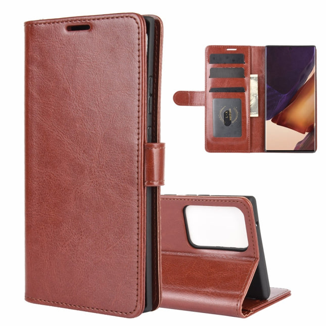 For Samsung Galaxy Note20 Ultra R64 Texture Single Horizontal Flip Protective Case with Holder & Card Slots & Wallet& Photo Frame(Brown)-garmade.com