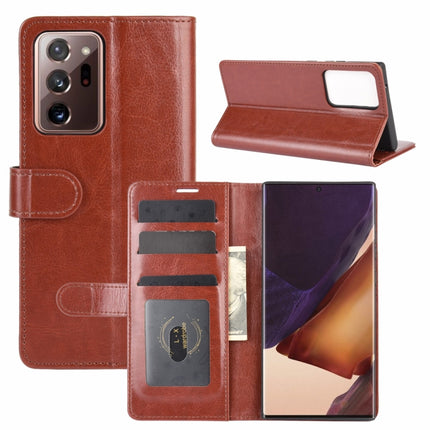 For Samsung Galaxy Note20 Ultra R64 Texture Single Horizontal Flip Protective Case with Holder & Card Slots & Wallet& Photo Frame(Brown)-garmade.com