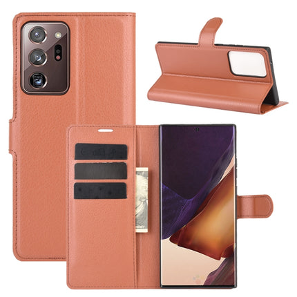 For Samsung Galaxy Note20 Ultra Litchi Texture Horizontal Flip Protective Case with Holder & Card Slots & Wallet(Brown)-garmade.com