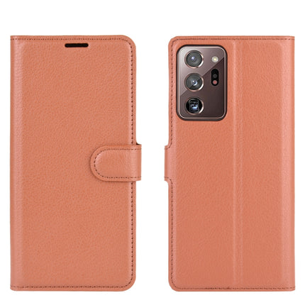 For Samsung Galaxy Note20 Ultra Litchi Texture Horizontal Flip Protective Case with Holder & Card Slots & Wallet(Brown)-garmade.com