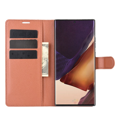 For Samsung Galaxy Note20 Ultra Litchi Texture Horizontal Flip Protective Case with Holder & Card Slots & Wallet(Brown)-garmade.com