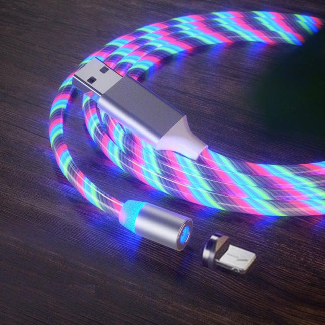 USB to 8 Pin Magnetic Suction Colorful Streamer Mobile Phone Charging Cable, Length: 1m(Color Light)-garmade.com